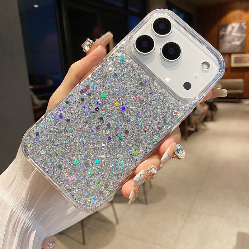Luxury Glitter Sequins Clear Phone Case for IPhone 17 Air 16 15 14 13 12 Pro Max Transparent Epoxy Silicone Back Cover Capa