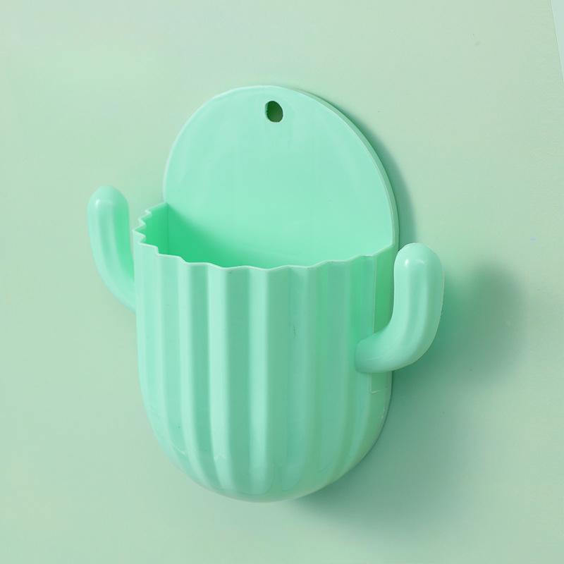 Toothbrush Holder Household Wall Self-adhesive Seamless Cactus Storage Rack Shaver Organizer Drain Shelf Bathroom Accessories