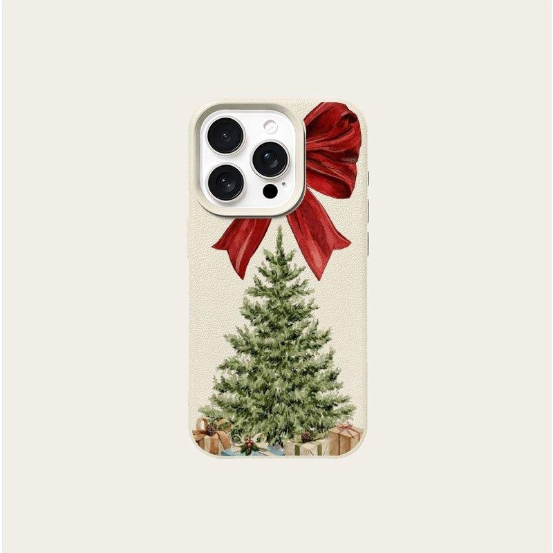 Bows Christmas Tree Phone Case, Suitable for iPhone 17, 16, 15, Plus, Pro, Max Series Phones - Ideal for Use As a Gift