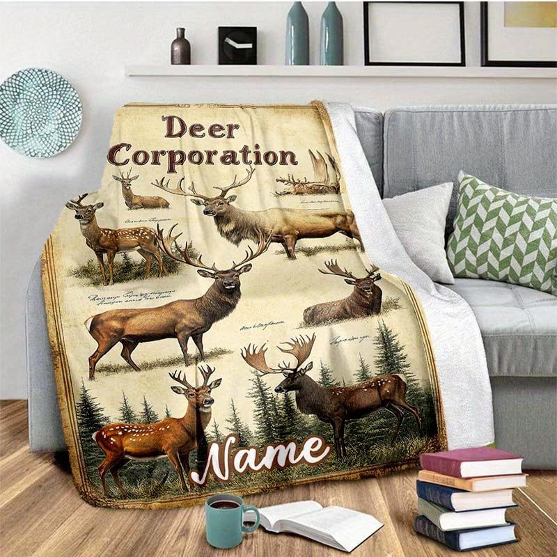 Types Of Deer Customize Your Name Outdoor Blanket Used For Chair Office Sofa Bed Camping Soft And Warm Giving Friends And Relatives Birthday