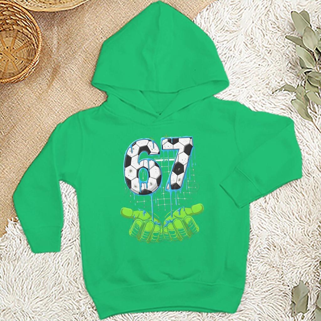 Kids Clothes Funny 6 7 Memes Football Hooded Shirt Six Seven Football Printed Trendy Funny Hoodies