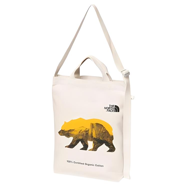 

The North Face Logo Tote Bag Shopping Bag Shoulder Handbag Outdoor Bag Organic Cotton Natural Color Bear Print Unisex Tote Bags NMJ82351-NC Natural Patch Bear Print