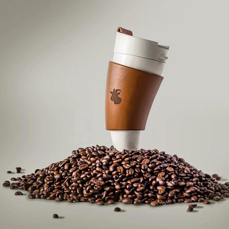 230ML Creatieve Koffiemok met Geitenhoorns Vacuüm Beker Thermoskan Theekoppen Reispaar Waterfles met Touw Koude Beker Tumbler