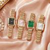 Square Dial Rhinestone Quartz Watch Slim Strap Rhinestone Watch Women Quartz Watch  Casual Wear
