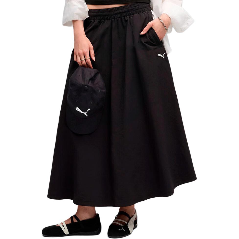 Puma T7 Woven Midi Skirt Fashion Comfortable Soft Skin-Friendly Casual Long Skirt Women skirts 634064-01