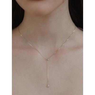 (925 Silver) Heart Tail Y-Line Necklace Nz2425