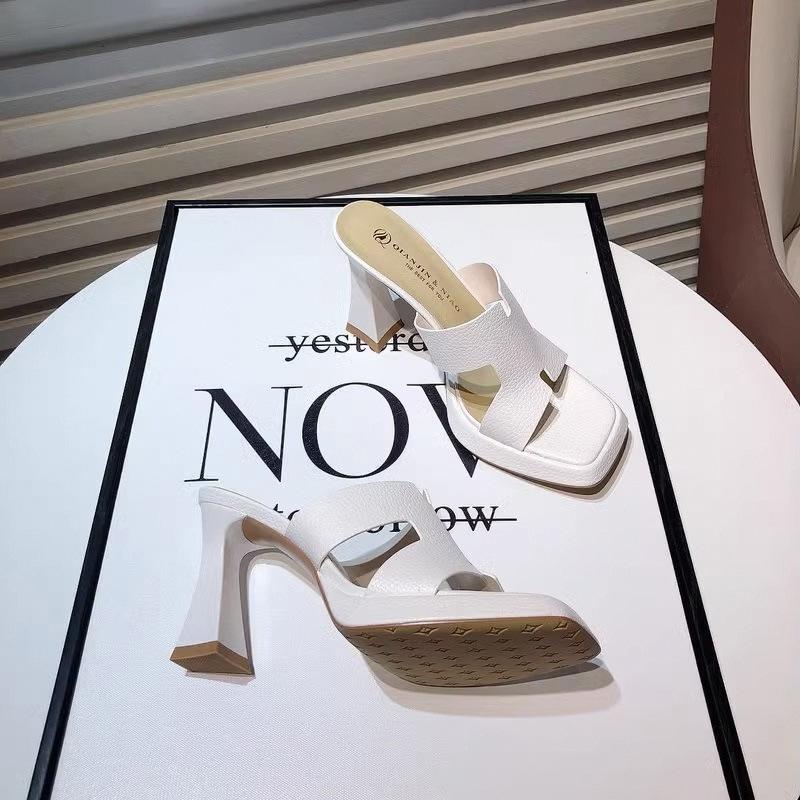Classic and Elegant High Heel Slippers for Women 2024New Leather Slippers High Heels Hot Selling Summer Casual High Heel Sandals
