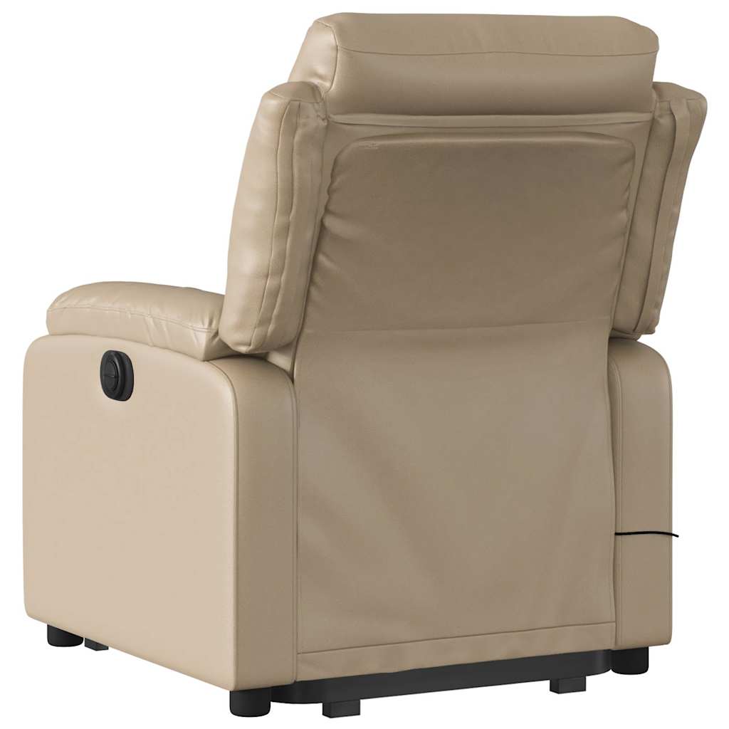 Recliner Chair with Lift Function Electric Cappuccino Faux Leather