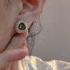Retro black zircon stud earrings for women's niche light luxury simple design high-end autumn and winter versatile earrings women's ear jewelry