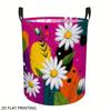 1pc Foldable Round Laundry Basket with Sturdy Black Handle & Multicolor Daisy Flower - Suitable for Room, Dorm,, Bedside Clothes Hamper, Pink/Black/Ye