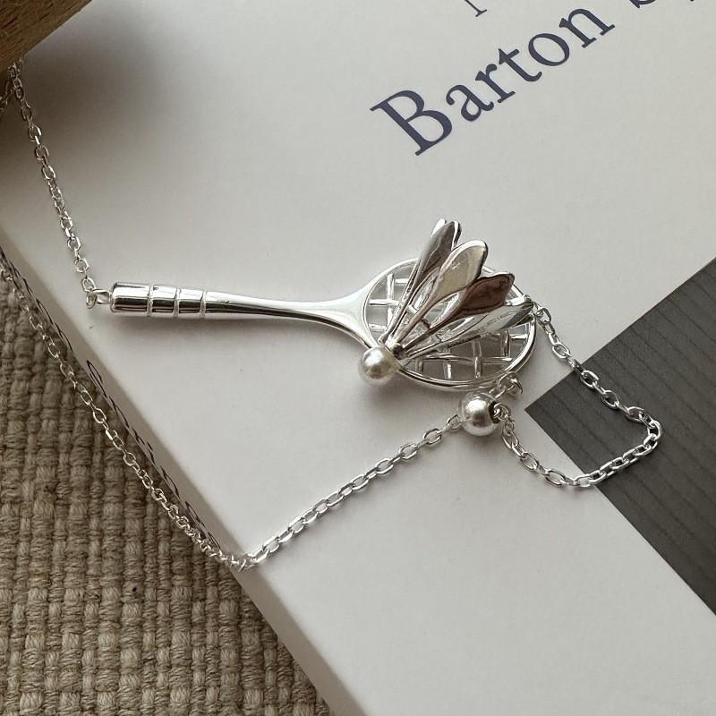 925 Silver Badminton Birdie Necklace for Women Design Unique Athleisure Adjustable Jewelry Gift