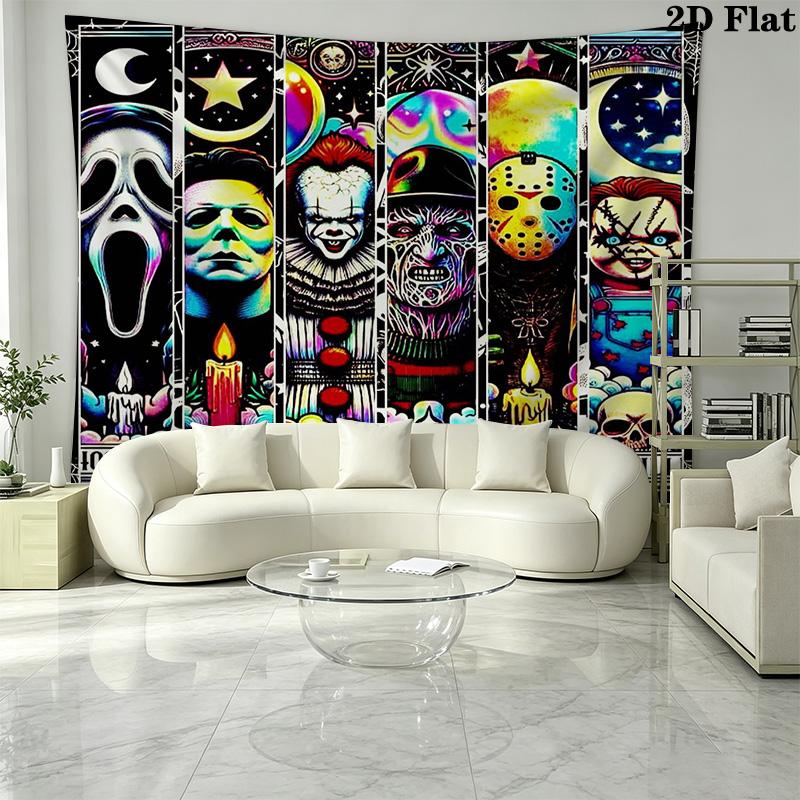 Horror Halloween Wall Tapestry Aesthetic Wall Hanging Printed Fabric Blanket Decorative Tapestries for Bedroom Living Room Home Decor