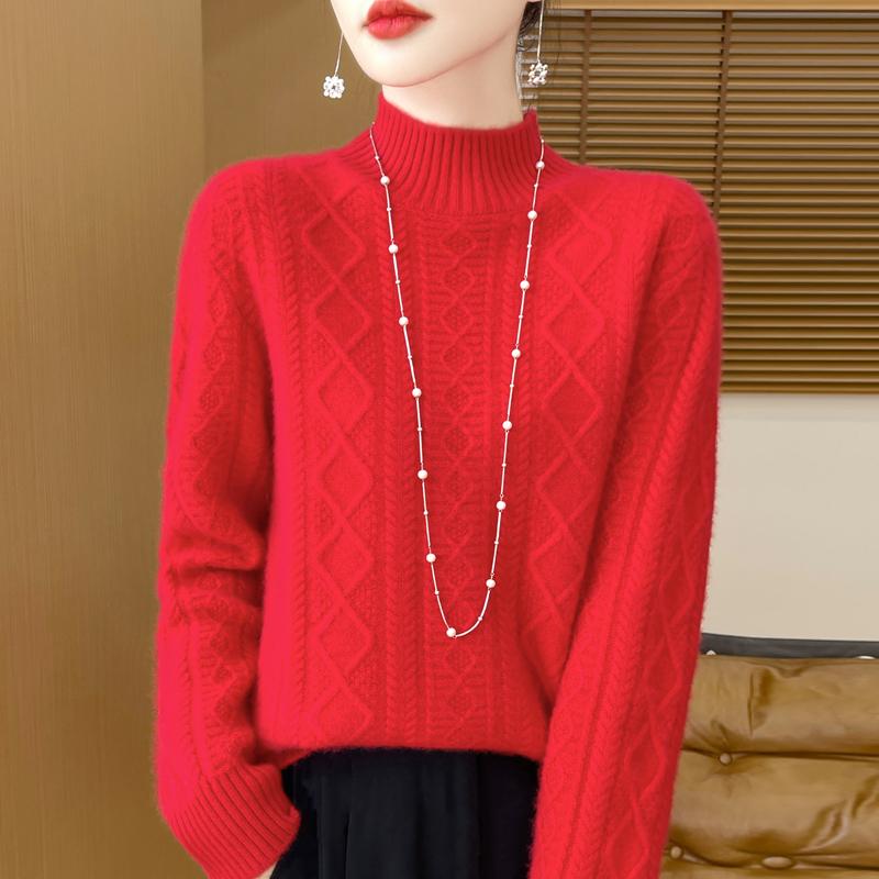 Damen Kaschmirpullover Qinghe Kaschmir 30% Kaschmir 70% Wolle warm und modisch Allrounder Herbst und Winter