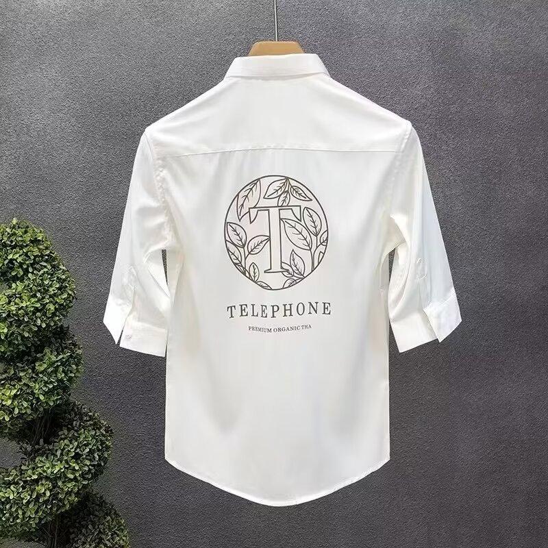 Pánský pruhovaný top na jaro a léto, chladivý, prodyšný, business, na dojíždění, košile s krátkým rukávem a límečkem