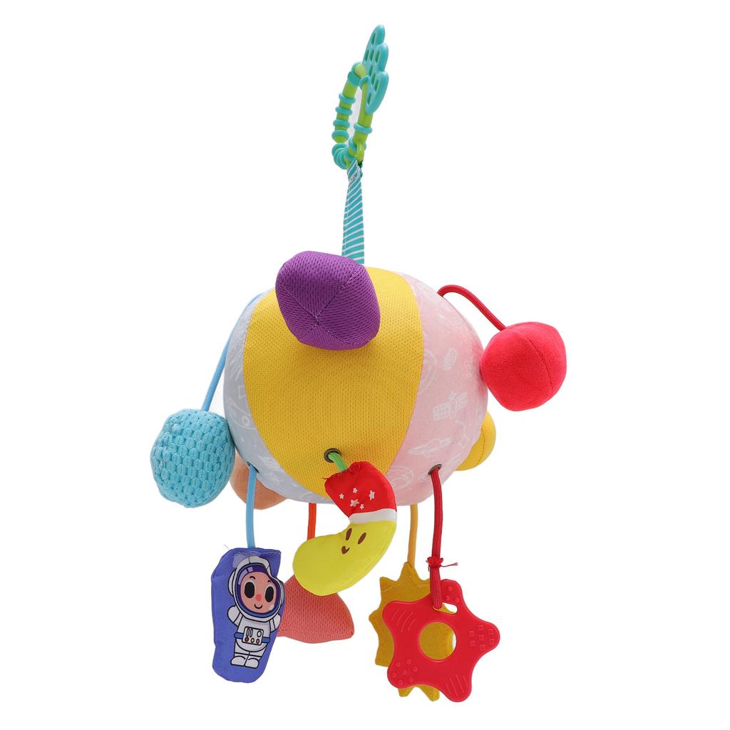Baby Sensory Toy Grab Ball Rattle Geometric Pattern Cloth Ball Cartoon Hanging Toy for Baby Bed and