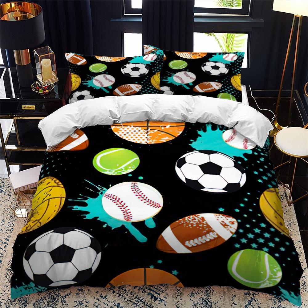 3D Football Print Duvet Cover Queen/King Size Soccer Sport Bedding Set for Boy Kids Gifts Ball Game Theme Quilt Cover Pillowcase