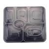 Disposable Black Six-Compartment Square Takeaway Box