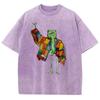 Cute Funny Style Cartoon Frog Print Ladies T-Shirt Loose Wash Oversized Short Sleeve Summer Fashion Cute Top Students