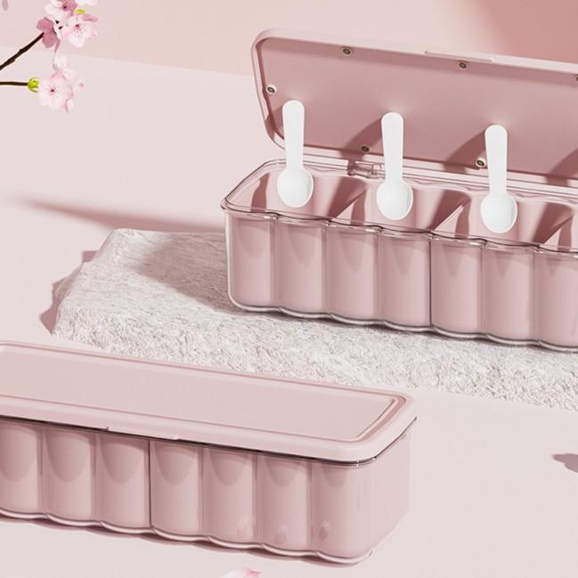 

1pcs 4-compartment cosmetic brush storage box - used for dust cover of powder, cosmetic brush, cosmetic egg and dresser рожевий