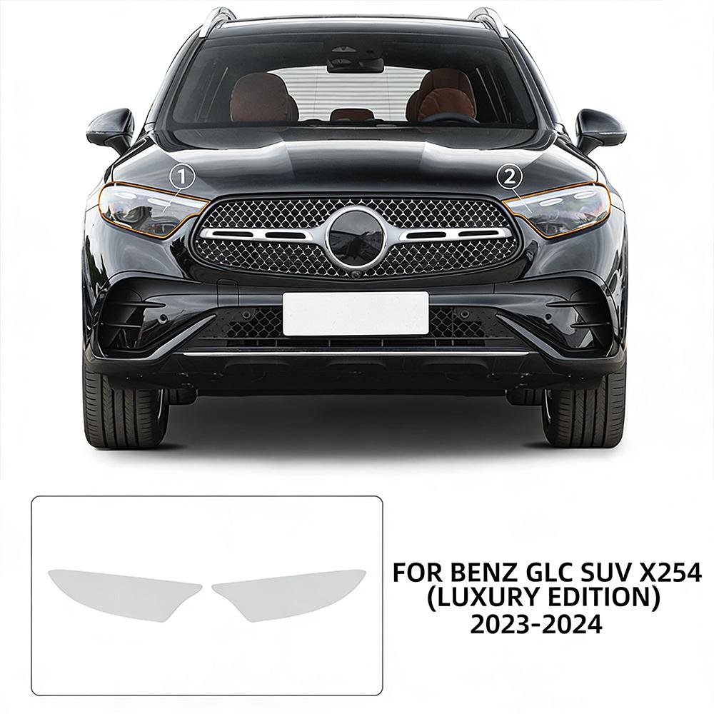 TPU Car Headlight Protective Film for Mercedes Benz GLC SUV Luxury 2023-2024 Smoked Anti-Scratch