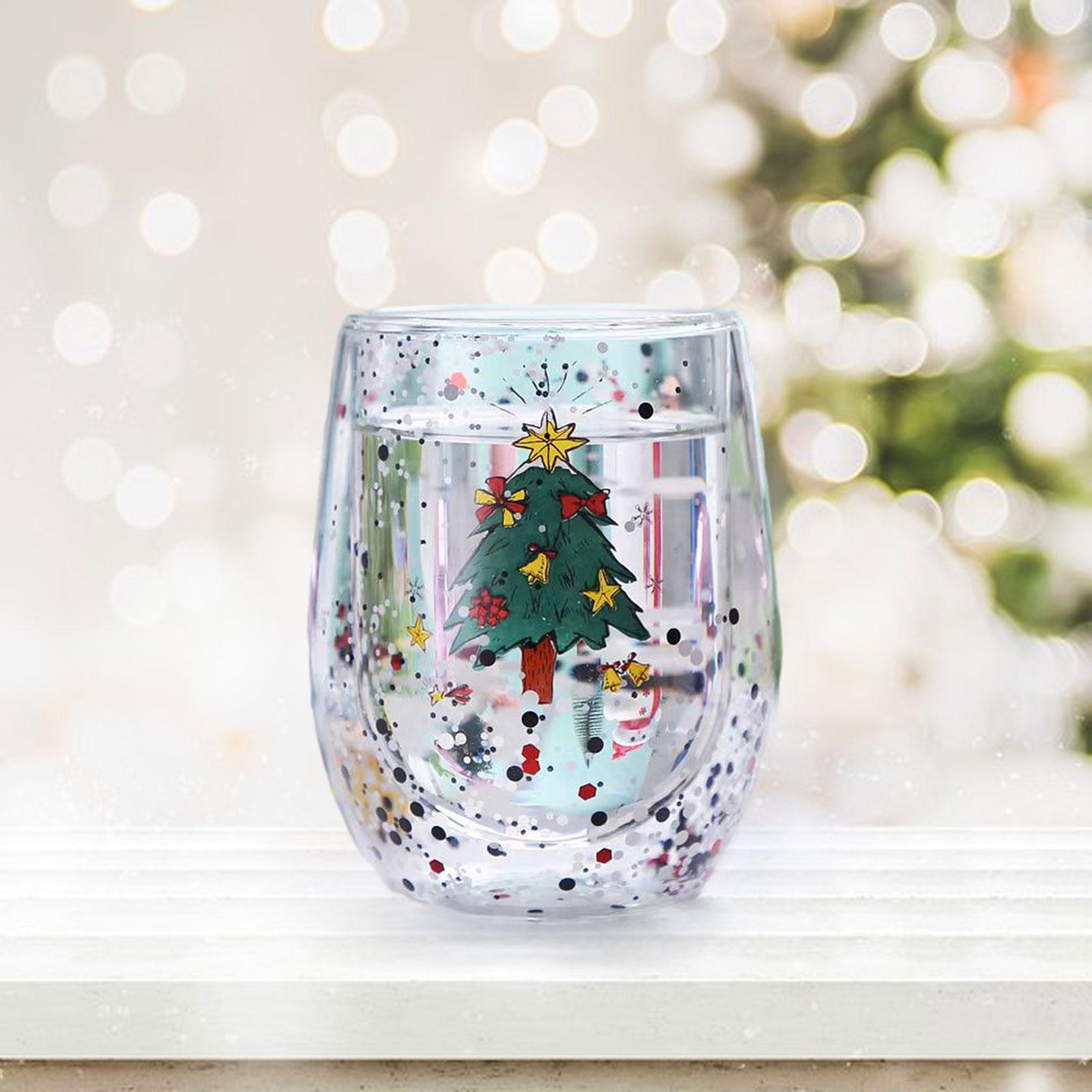 Christmas Tree Coffee Mug Glassware Tumblers 300ml High Capacity Glass Coffee Christmas snowman