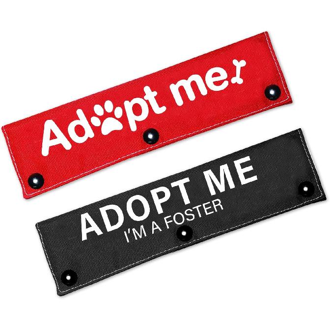 Adopt Me/I m A Foster Dog Leash Sleeve 2 Set Dog Leash Tag Adopt Me Dog Leash Wrap - Includes Red and Black 2 Sleeves for Dog Owner Gift Dog Rescue