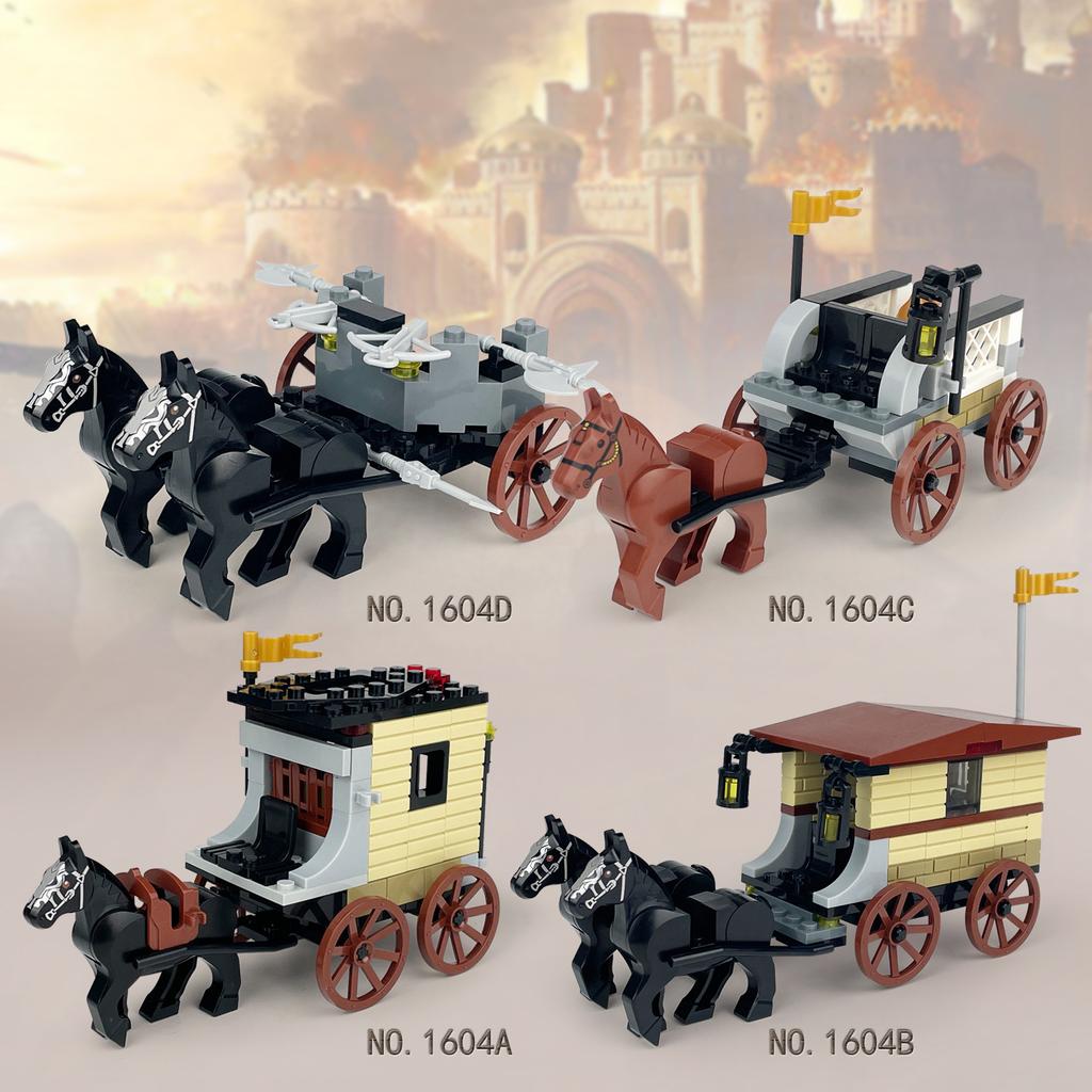 Eight Carriages 1604 Children'S Assembled Building Block Toys Dark Horse Court Transporter Royal Medieval Model