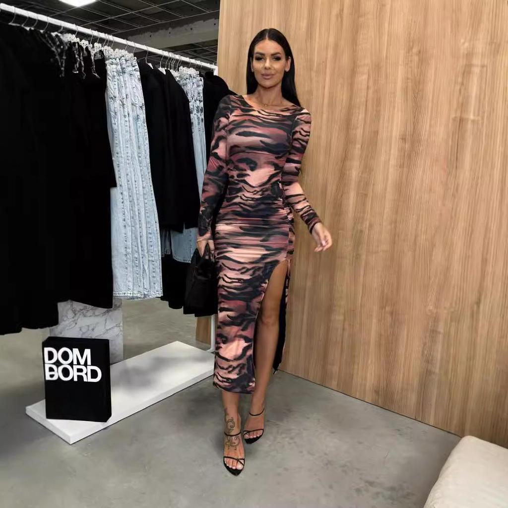 Autumn 2024 Street Style Irregular Split Dress for Women