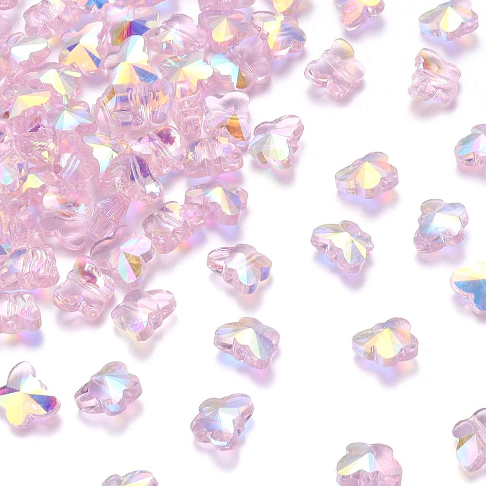 50Pcs/Lot 10×8mm Crystal Beads Transparent Colorful Butterfly Shape Hole Size 1.2mm Loose Beads Diy Jewelry Bracelet Necklace