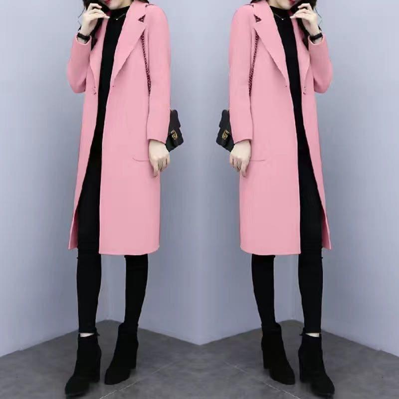 Wollmantel Mittellang Lockerer Mantel Koreanischer Stil Trendig Herbst und Winter Verdickt Übergröße Damen Wollmantel