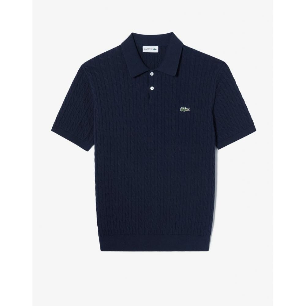 

LacoSte Men S Cable Short Sleeve Sweater Polo Ph168e 54n 166 004