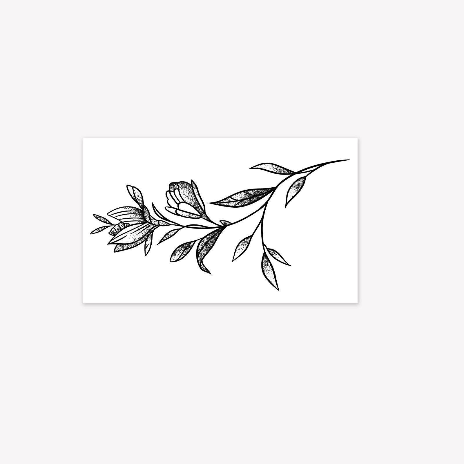 High Value, Simple Personality, Small Fresh Retro Plain Flower Collarbone Tattoo Sticker 15*9