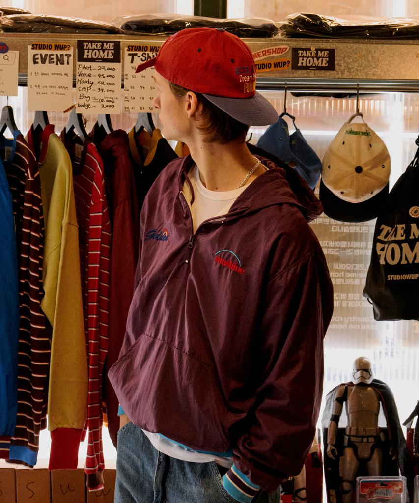 Golden Sunshine Windbreaker Anorak Hoodie_Grape Wine
