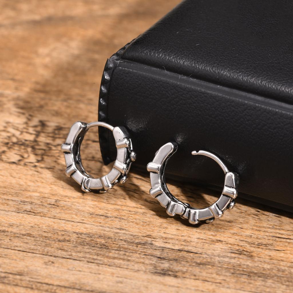 Irregular Hoop Earrings for Men Boys,Stainless Steel Huggie Hoop Earrings,Retro Punk Jewelry