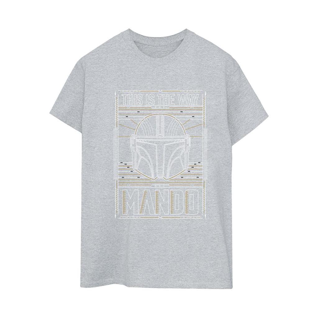 Star Wars Womens/Ladies The Mandalorian The Way Outline Helm Cotton Boyfriend T-Shirt