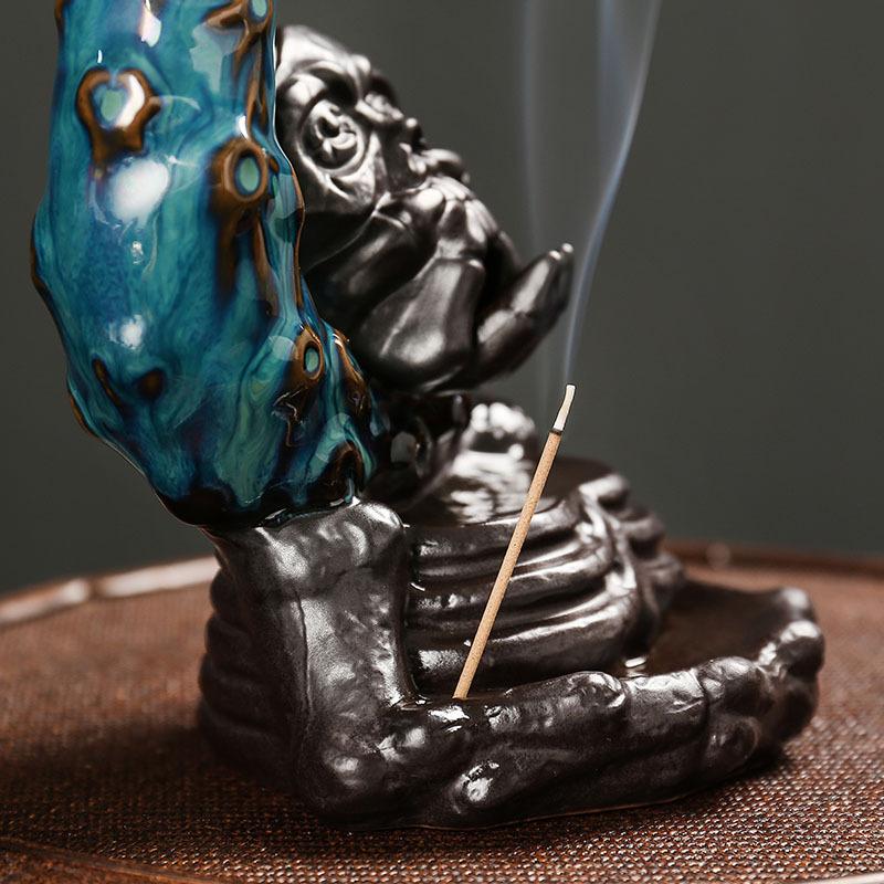 1pc Ceramic Backflow Incense Burner, Creative Moon and Halloween Skull Head Backflow Incense Holder Home Decor (Without Incense)