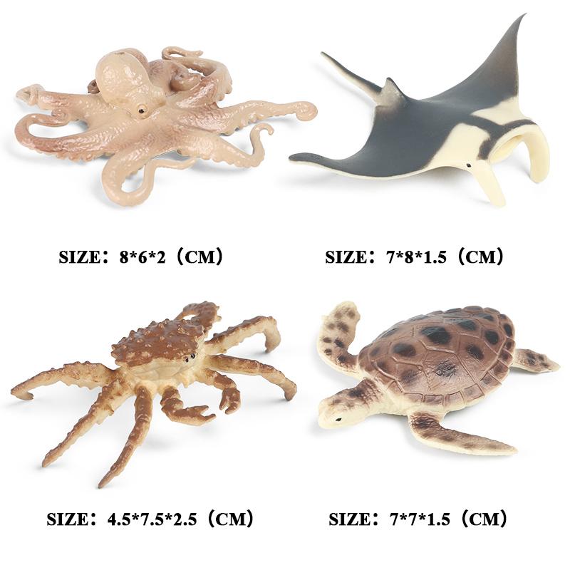 Oenux Mini Ocean Marine Shark Model Classic Sea Life Animal Whale Turtle Action Figures PVC Lovely Educational Toy For Kids Gift