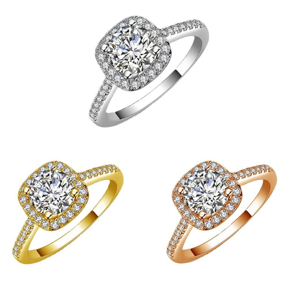 Elegant Zircon Engagement Rings for Women Stylish European American Fashion Jewelry Gift