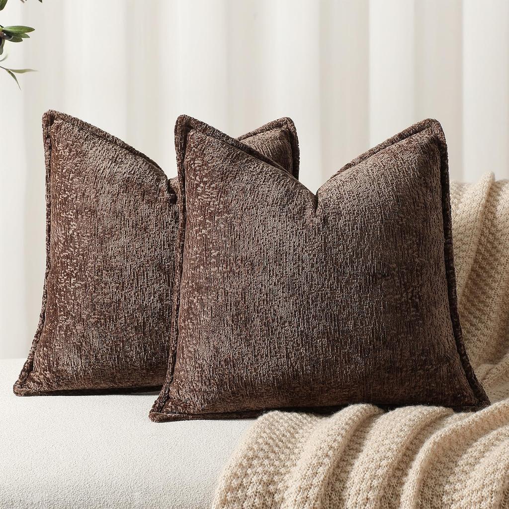 Fundas para Cojines Neutras Suaves de Chenilla Funda de Cojín Estilo Granja para Decoración de Sofá Dormitorio Sala de Estar Moderna