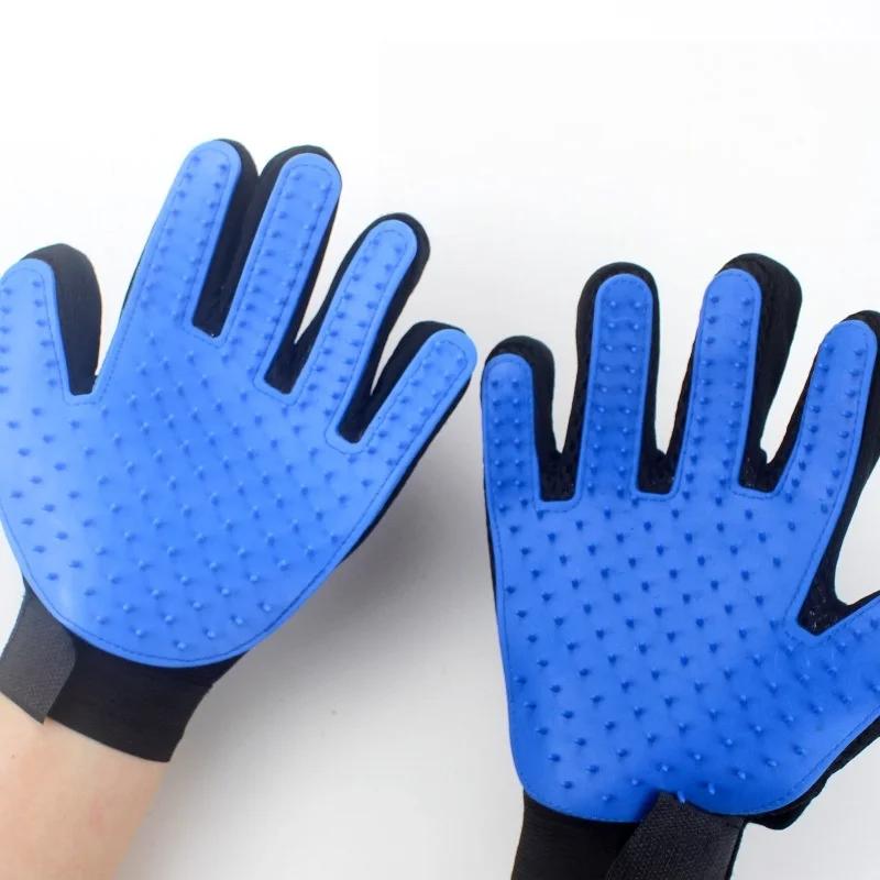 Grooming Dual-Action Glove – Silicone Rubber Deshedding Brush Massage Mitt For Cats/Dogs Waterproof Pet Bathing Glove