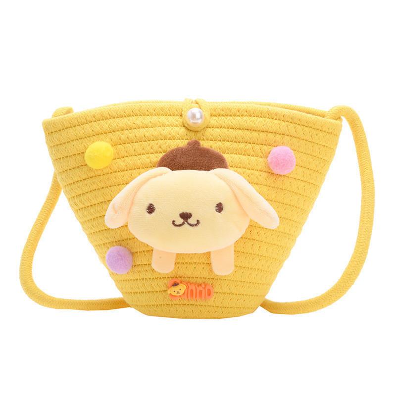 Adorable Cartoon Children Bag Cute Plush Teddy Woven Spring Summer Crossbody