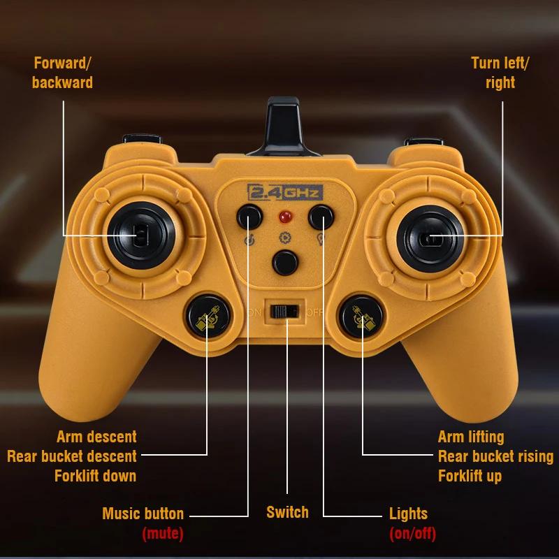 Non-Toxic 2.4G Alloy Rc Excavator Dump Truck Bulldozer Remote Control Multi-Functional Engineering Vehicle Children'S Toys For Kids Gifts