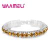 Top Sale 925 Stamp Silver Color Bracelets Full AAA Zircon Austrian Crystal Femme Women Link Chain Jewelry Bangles 14 Colors