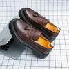 Brand Men's Pointed Business Formal Loafers Leather Shoes Spring New Men's Comfortable Thick Soled Tassel Leather Shoes