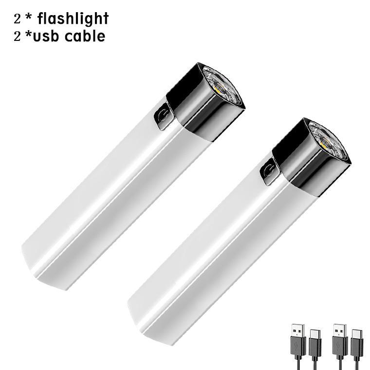 Portable Mini Flashlight LED Ultra Bright Torch Searchlight Portable USB Rechargeable Emergency Lamp Outdoor Camping Lighting