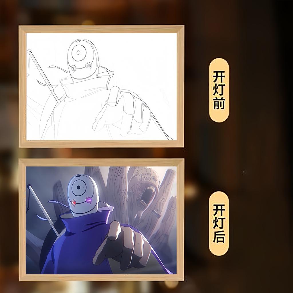 23cm/9.06in Naruto Painting Atmosphere Lights Anime Figure Peripherals Lamp Bedroom Desk Cartoon Collectible Display Funny Gifts