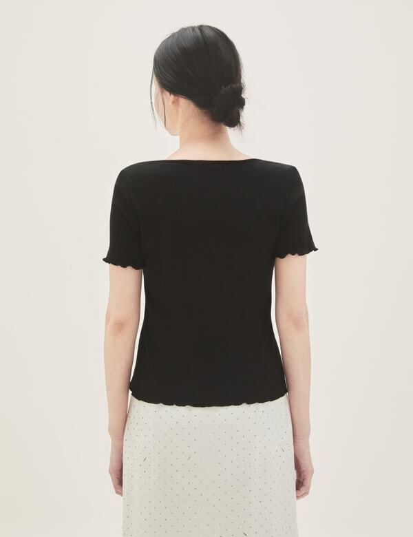 ROEM Perforated Square Neck T-Shirt Rmhwg37Rt4
