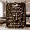2026 Latest Flannel Blanket 1pc Pastor Appreciation Gift Contemporary Style Polyester Flannel Throw Blanket, All Seasons, Digital Print, Religious The