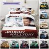 1 Stück Johnny Hallyday Muster Bettwäsche Steppdecke Set Bettbezug Kissenbezug Heimdekoration Geburtstagsgeschenk (1 Bettbezug + 2 Kissenbezüge, ohne Füllung)