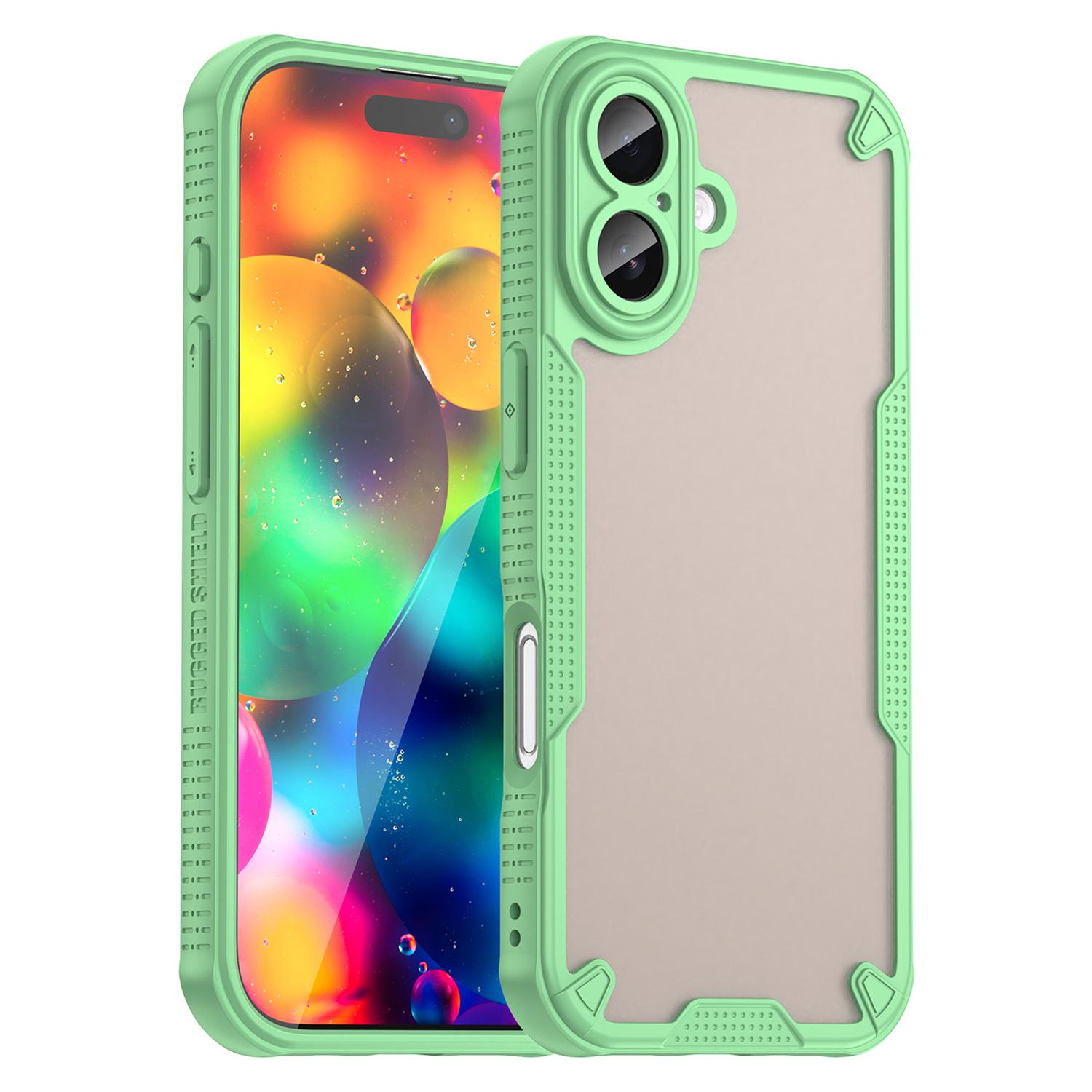 

Чехол для iPhone 17 PC+TPU Полупрозрачный Матовый Защитный Чехол для Телефона Green